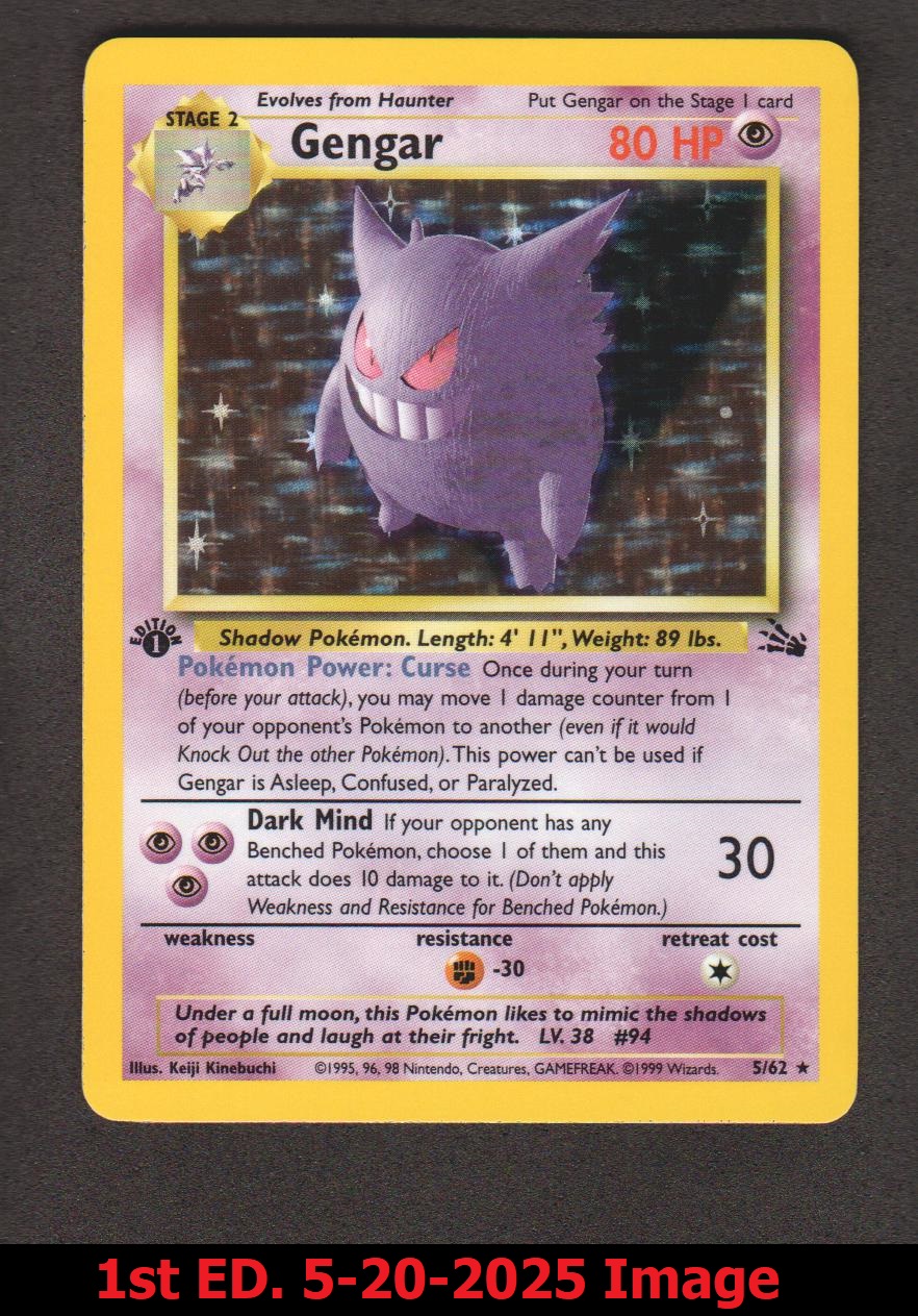Gengar - 5/62 - Holo Rare - 1st Edition